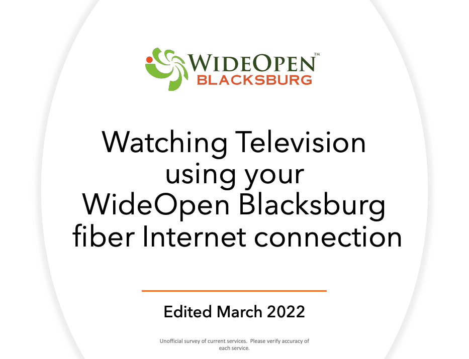 Watching Television using your WideOpen Blacksburg fiber Internet connection
